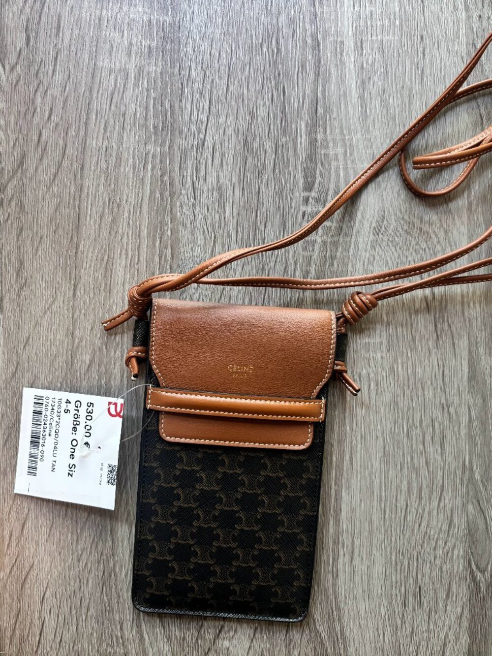 Authentic Celine Triomphe Canvas Lambskin Phone Pouch With Flap - New with Tags - Picture 5 of 7
